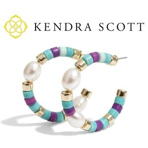 NWT Kendra Scott Rachel Pearl Beaded Hoop Earrings